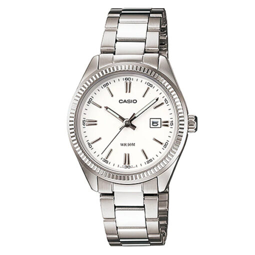 LTP-1302D-7a1v Casio white dial silver chain analog ladies wrist watch