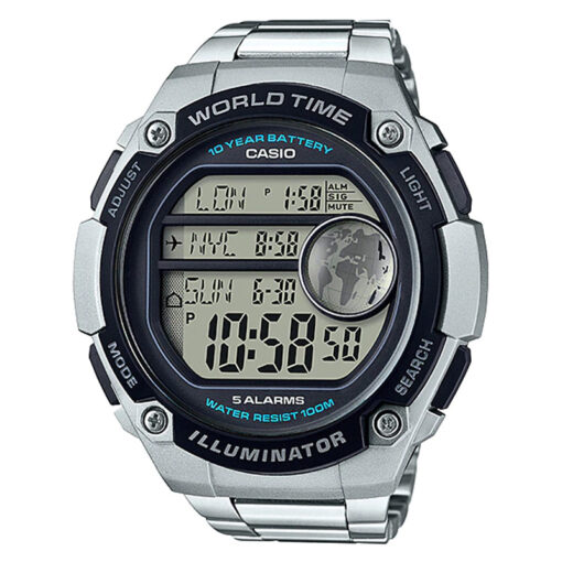 Casio AE-3000WD-1AV illumination Stainless Steel Chain with World time wrist Watch