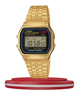 Casio A159WGEA-1DF golden stainless steel chain digital vintage gift watch