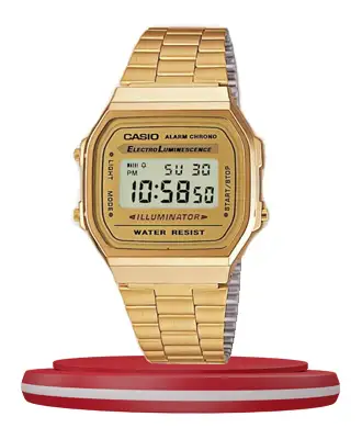 Casio A168WG-9EF golden stainless steel chain men's digital vintage gift watch