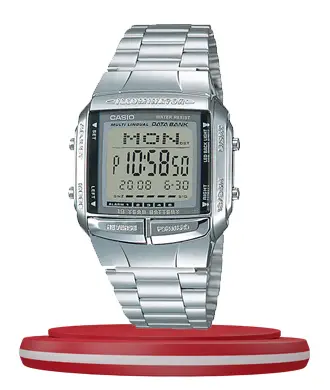 Casio DB-360-1A silver stainless steel chain square shape dial data bank wrist watch