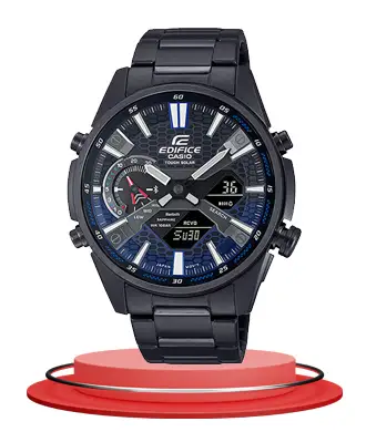 Casio Edifice-ECB-S100DC-2A black stainless steel chain men's dual dial men's tough solar wrist watch