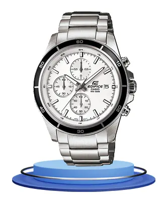 Casio Edifice EFR-526D-7AV silver stainless steel chain white chronograph dial wrist watch