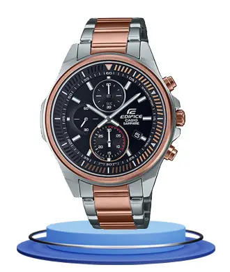 Casio Edifice EFR-S572GS-1AV two tone stainless steel chain black chronograph sapphire glass dial men's luxury watch