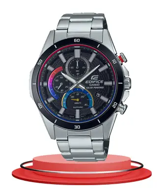 Casio Edifice EFS-S610HG-1A silver chain black dial men's chronograph solar powered sapphire glass men's watch