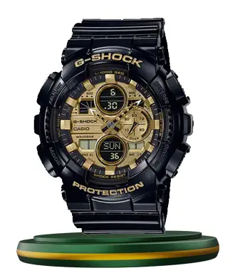 Casio G-Shock GA-140GB-1A1 black resin band metallic color dual dial men's shock resistant casual watch