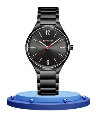Curren 8280 black stainless steel chain analog dial men's wrist watch