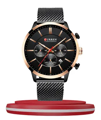 Curren 8340 black mesh steel chain men's chronograph stylish watch