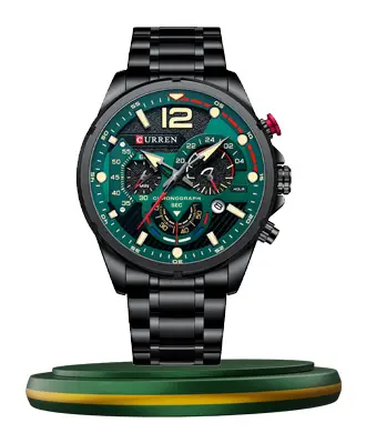 Curren 8395 black stainless steel chain men's quartz wrist watch