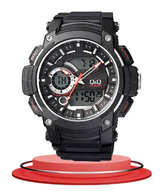 Q&Q GW90J002Y analog digital men's wrist watch in black resin band