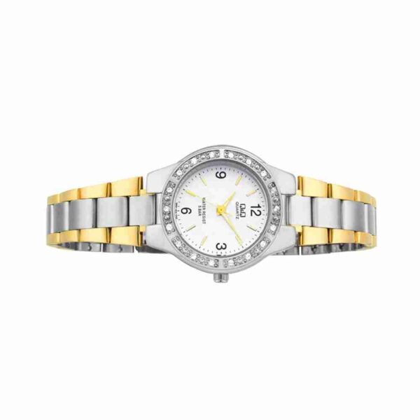 Q&Q Q691J404Y Silver & Golden Ladies Wrist Watch - Image 2