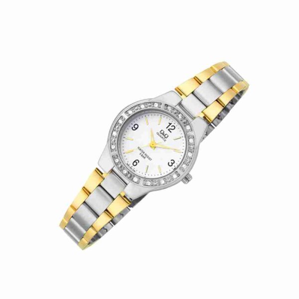 Q&Q Q691J404Y Silver & Golden Ladies Wrist Watch - Image 3