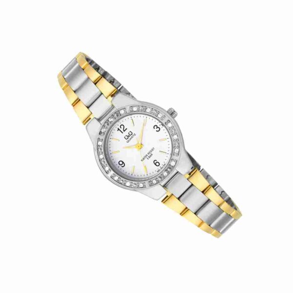 Q&Q Q691J404Y Silver & Golden Ladies Wrist Watch - Image 4