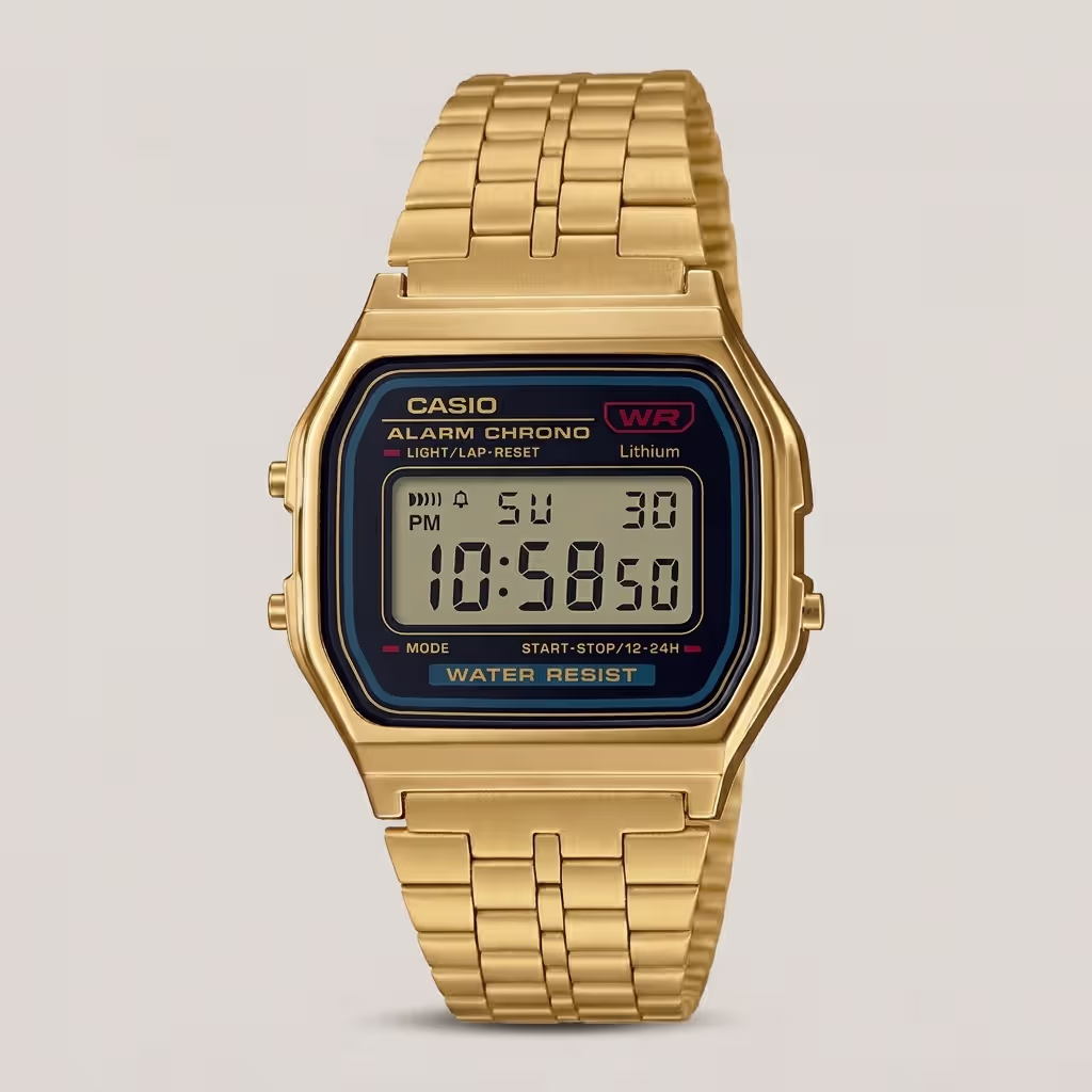 Casio A159WGEA-1DF Golden Chain Retro Digital Wrist Watch