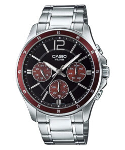 Casio-MTP-1374D-5A Silver Stainless Steel Chronograph Men's Analog Watch