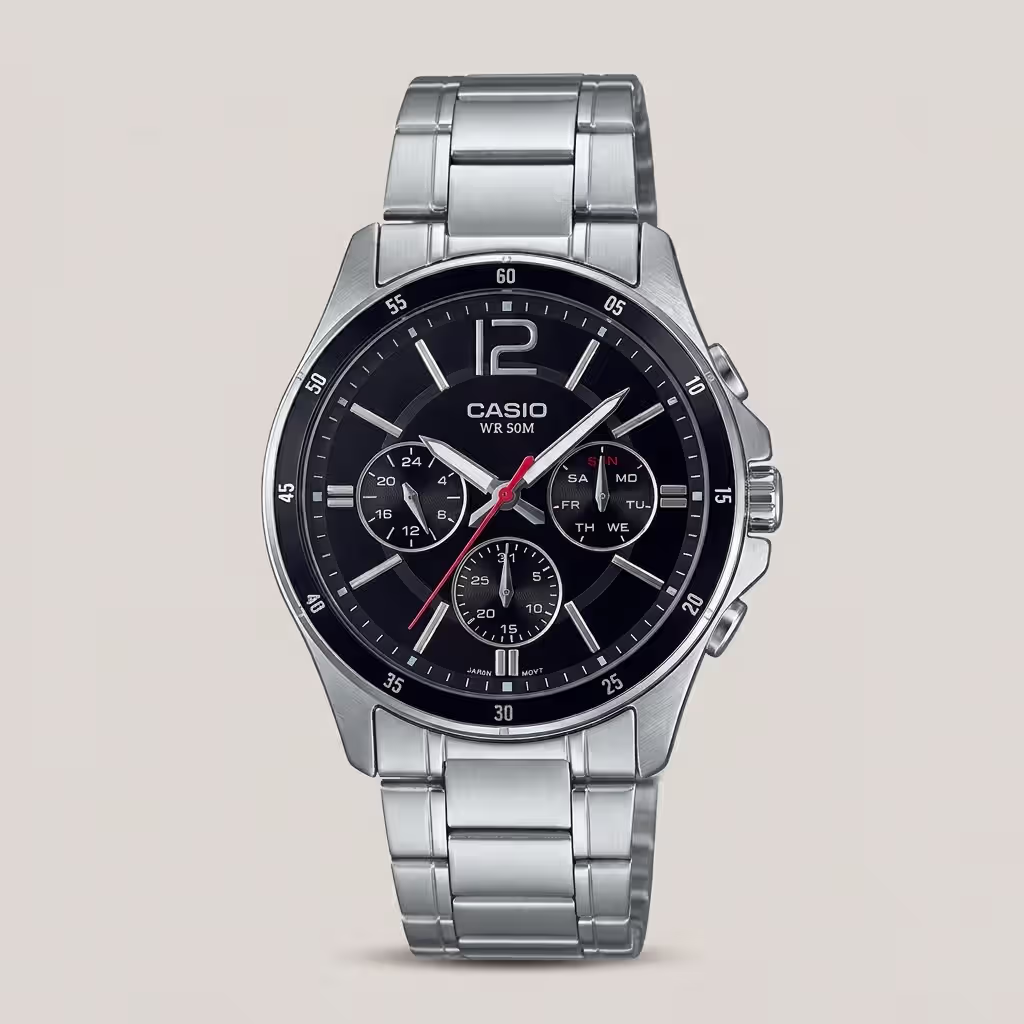 Casio MTP-1374D-1AV – Black Dial Stainless Steel Watch