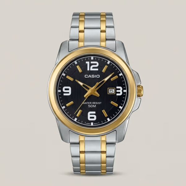 Casio MTP-1314SG-1AV Men's Black Dial Two-Tone Stainless Steel Watch | Original Casio Pakistan