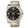 mtp-1314SG-1av Two Tone Chain Black Dial Men's Wrist Watch