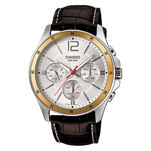 Casio MTP-1374L-7AV Genuine Leather Chronograph Men's Wrist Watch in Pakistan