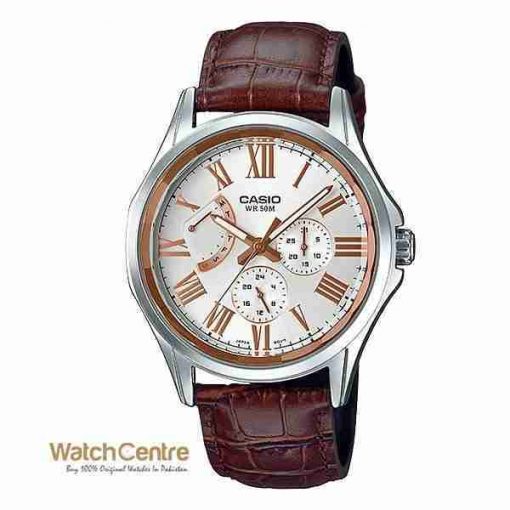 Casio Enticer MTP-E311LY-7AV Brown Leather Classical Chrnograph Men's Wrist Watch Pakistan