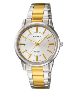 Casio ltp-1303SG-7AV two tone Stainless Steel Chain With Silver Dial Ladies Wrist Watch