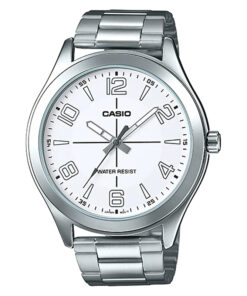 Casio-mtp-vx01d-7b White Dial Silver Steel Chain Stylish Analog Men's Wrist Watch