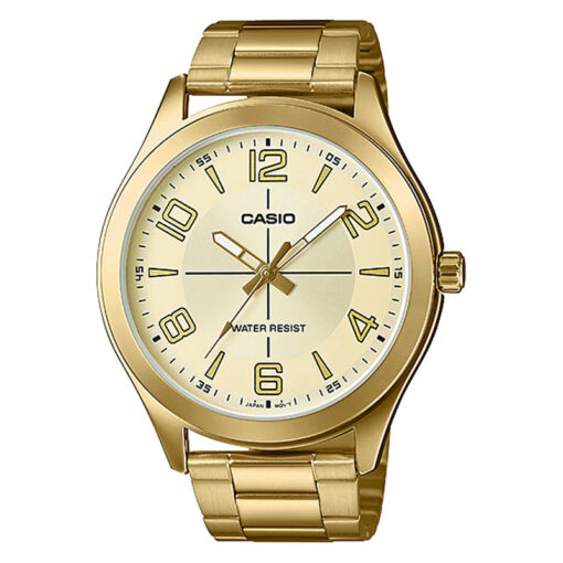mtp-vx01g-9b casio golden dial with golden chain numeric men's wrist watch