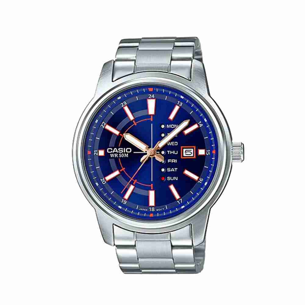 Shop for Casio MTP-E128D-2AV Blue Dial Color Wrist Watch for Men ...