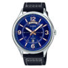 mtp-e129l-2b1 casio geniune leather band ion plated case with blue dial men's gift watch