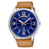 Casio-mtp-e129l-2b2v Blue Dial Brown Leather Band Stylish Men's Gift Watch