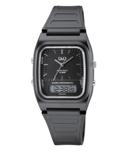 Q&Q GZ04J002Y black resin band analog digtial dial watch