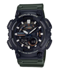 Casio-AEQ-110W-3AVDF analog and digital illuminator world time series wrist watch by watch centre