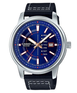 Casio MTP-E128L-2A1V Enticer Men’s Watch in black leather strap