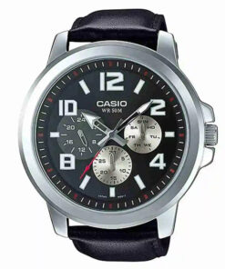 Casio-mtp-x300l-1av Black Strap Chronograph Black Round Dial Men's Gift Watch