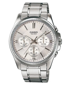 mtp-1375D-7av Casio silver Stainless steel chain with silver round dial analog men's wrist watch