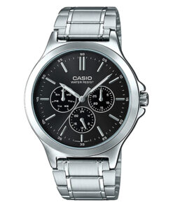 Casio-mtp-v300D-1A Black Round Dial Chronograph Analog Casual Men's Wrist Watch