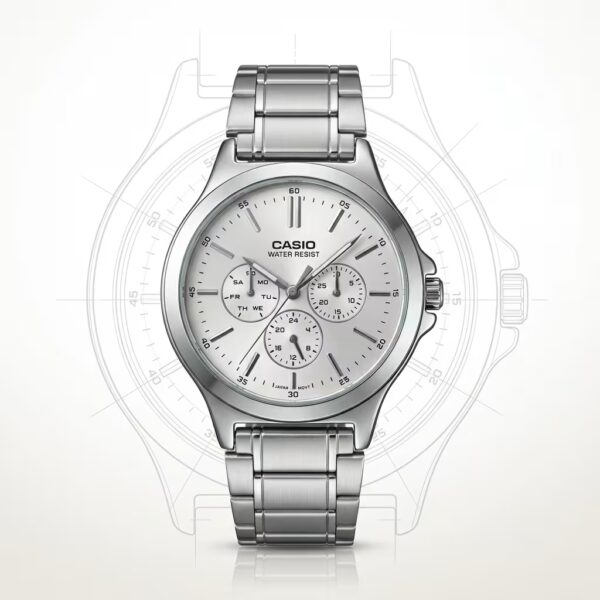 Casio MTP-V300D-7A Men's White Multi Dial Stainless Steel Watch | Original Casio Pakistan