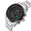 NaviForce 9024 silver stainless steel black dial red hour indicator analog digital wrist watch