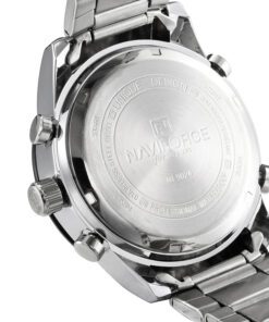 NaviForce 9024 silver stainless steel black dial red hour indicator analog digital wrist watch