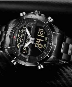Navi Force Black Plated Analog and Digital LED Wrist Watch - Image 4