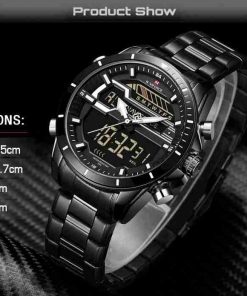 Navi Force Black Plated Analog and Digital LED Wrist Watch - Image 3