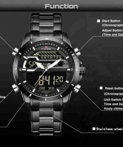 Navi Force Black Plated Analog and Digital LED Wrist Watch - Image 2