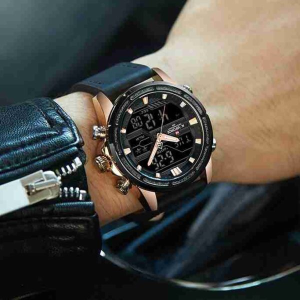 navi-force-dual-time-black leather