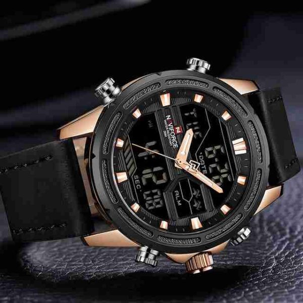 navi-force-dual-time-black leather