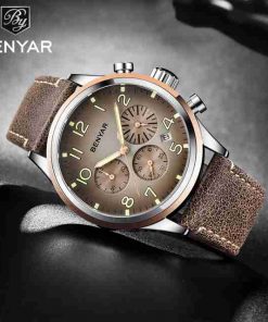 Benyar Executive Chronograph Brown Leather Wrist Watch - Image 2