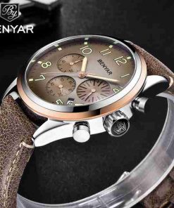 Benyar Executive Chronograph Brown Leather Wrist Watch - Image 3