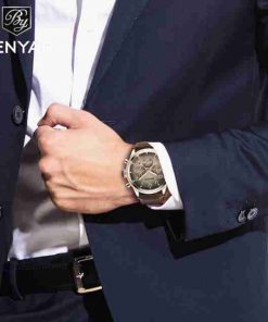 Benyar Executive Chronograph Brown Leather Wrist Watch - Image 4
