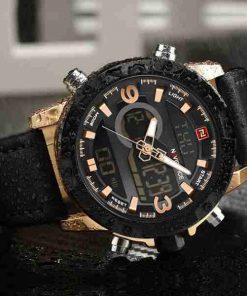 NAVIFORCE Dual Time Black Dial Stylish Sports Wrist Watch - Image 2