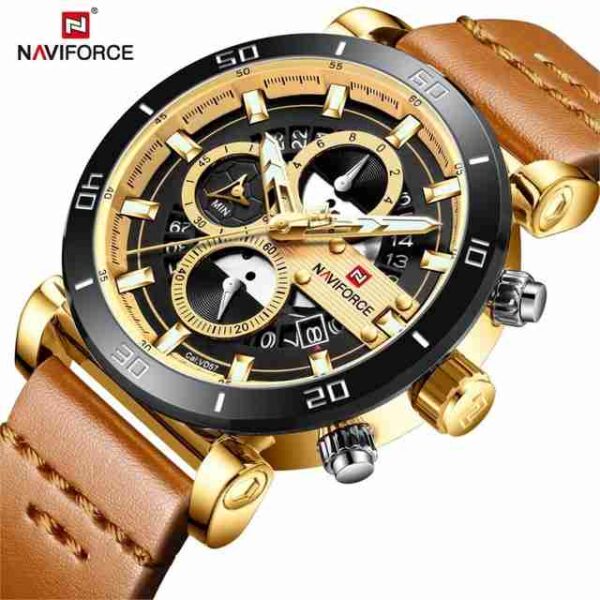 NAVIFORCE New Leather Chronograph Waterproof Watch - Image 3