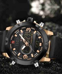 NAVIFORCE Dual Time Black Dial Stylish Sports Wrist Watch - Image 3